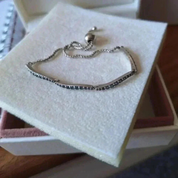 🐾pandora bracelet 12" with blue stones. 925 sterling silver - Picture 3 of 10